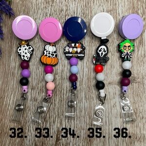 Badge Reel Artisan Bead Accessory Handcrafted Office ID Card Holder Retractable